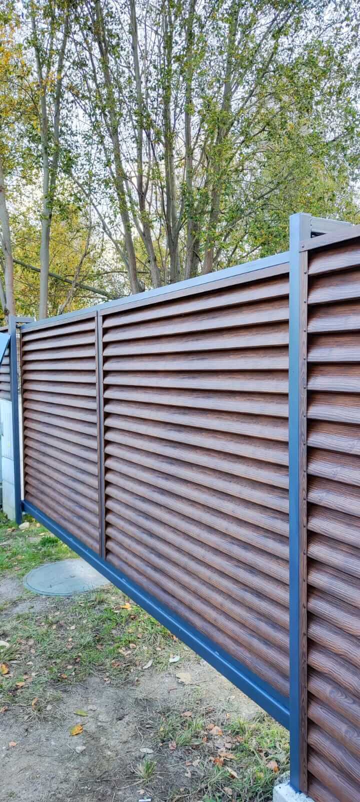 забор-жалюзи с ламелями еврожалюзи printech каштан фото3 в Алматы