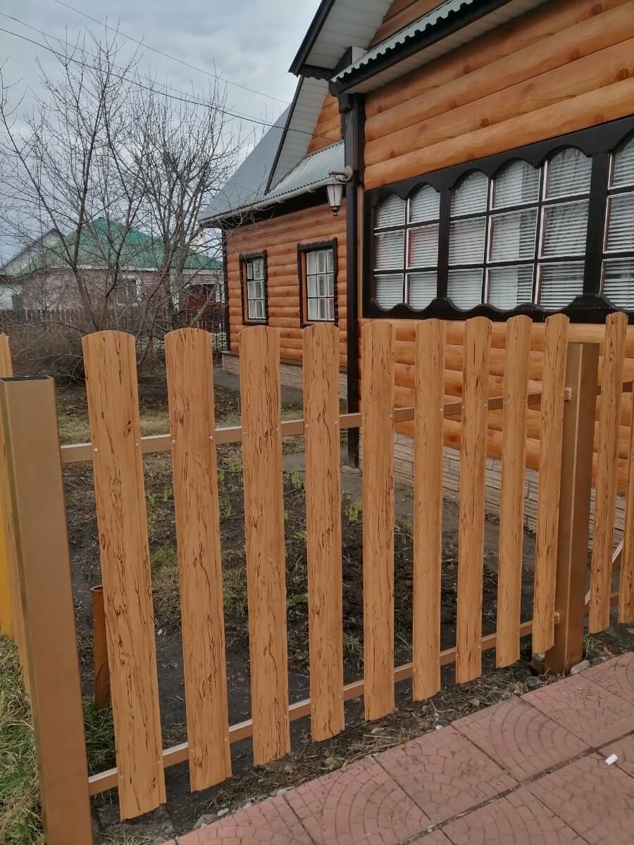 Забор из металлического штакетника 19м Кипарис 2xPrintech двусторонний в Алматы