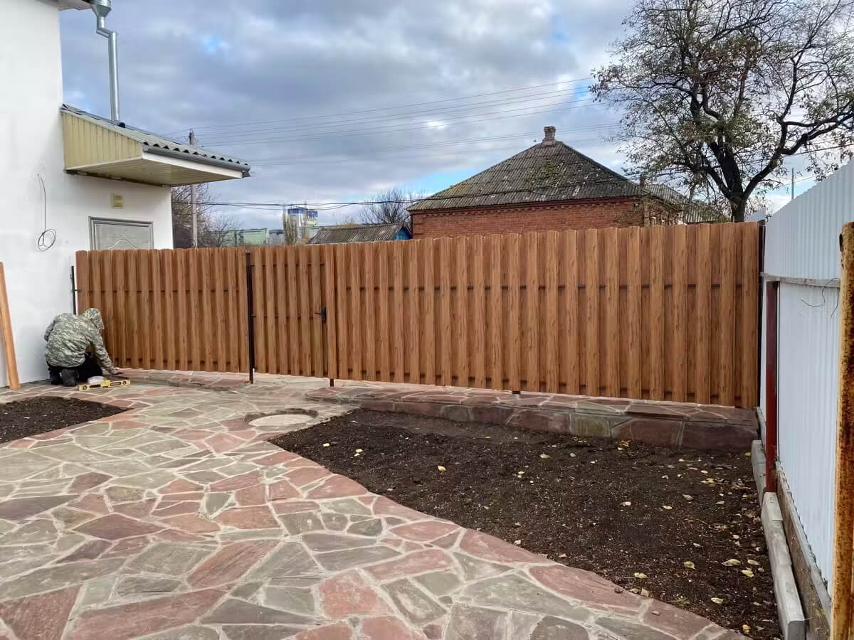 Забор из евроштакетника 7м Кипарис 2хPrintech двусторонний в Алматы